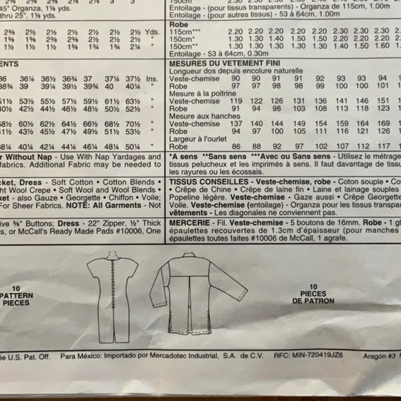 McCall’s 6446 Easy Sewing Pattern Misses’ Shirt Jacket and Dress Size C … - Picture 6 of 7